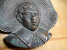 Load image into Gallery viewer, FARM BOY Wearing Big Straw Hat Antique Brass Bronze Decorative Arts Tray Ashtray
