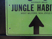 Load image into Gallery viewer, WARNER BOS JUNGLE HABITAT West Milford NJ Original Old 1970s Amusement Park Sign
