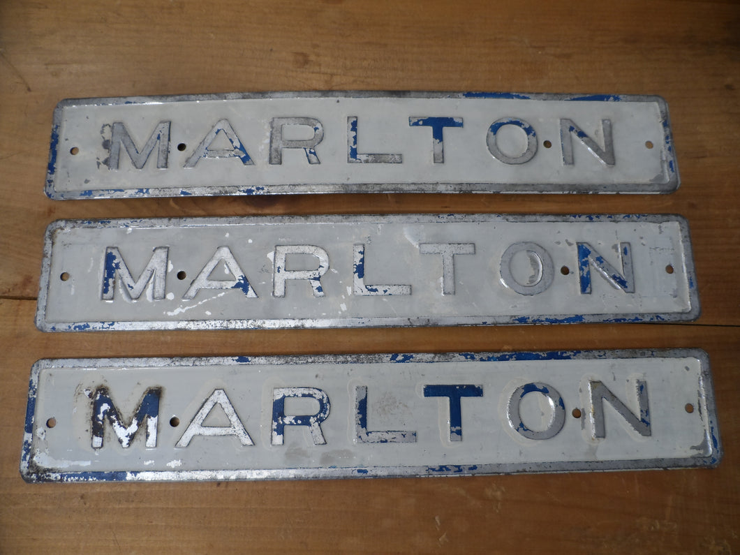 3 MARLTON Embossed Tin Signs - lot of 3