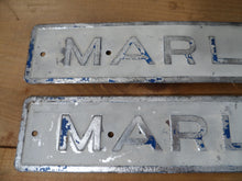 Load image into Gallery viewer, 3 MARLTON Embossed Tin Signs - lot of 3
