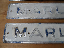 Load image into Gallery viewer, 3 MARLTON Embossed Tin Signs - lot of 3
