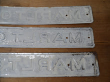 Load image into Gallery viewer, 3 MARLTON Embossed Tin Signs - lot of 3
