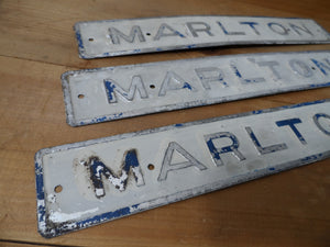 3 MARLTON Embossed Tin Signs - lot of 3