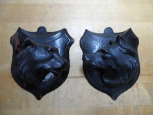 Load image into Gallery viewer, 2 Black Forest Wooden Style Carved Game Animal Heads Hunt Plaque Trophy Mount
