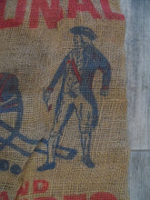 Load image into Gallery viewer, COLONIAL POTATOES ELIZABETH CITY NC Old Advertising Burlap Sack Bag CANNON BALLS
