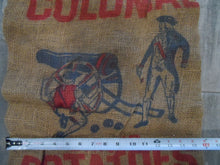 Load image into Gallery viewer, COLONIAL POTATOES ELIZABETH CITY NC Old Advertising Burlap Sack Bag CANNON BALLS

