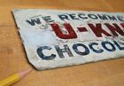 Load image into Gallery viewer, U-KNO CHOCOLATES Antique Reverse Glass Sign Reflective Candy Store Display Ad
