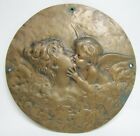 Load image into Gallery viewer, Art Nouveau Cherub Kissing Beautiful Maiden Cupid Venus Psyche Brass Plaque
