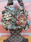 Load image into Gallery viewer, 1930 CREATION Co MIXED FLOWERS WOVEN BASKET Bow Doorstop Decorative Art Statue
