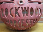 ROCKWOOD WORCESTER Old Fire Sprinkler Alarm Bell Cover Sign Cast Metal Hardware