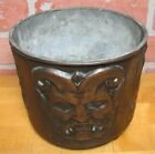 Load image into Gallery viewer, Devils Heads Old Planter Pot Brass Bronze High Relief Decorative Arts Four Faces
