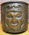 Load image into Gallery viewer, Devils Heads Old Planter Pot Brass Bronze High Relief Decorative Arts Four Faces
