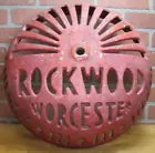 ROCKWOOD WORCESTER Old Fire Sprinkler Alarm Bell Cover Sign Cast Metal Hardware