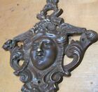 Antique Decorative Arts Hardware Element Maiden Wings Bronze Brass Ornate