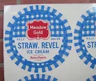 Load image into Gallery viewer, MEADOW GOLD STRAWBERRY REVEL ICE CREAM Old Tin Container Top Sign St LOUIS MO
