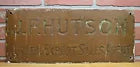 J F HUTSON FOREIGN EXPORT SALES AGENT Old Brass Ad Sign Gas Oil Petroleum Auto