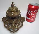 19c Bronze Evil Faces Scrollwork Decorative Arts Antique Milkglass Inkwell