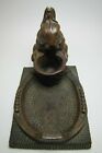 ARTBRONZ BUNNY RABBIT BASKET Antique  Bronze Clad Tray KBW Decorative Arts
