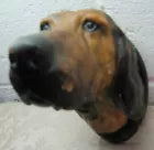 Load image into Gallery viewer, HOUND DOG Old Figural Dogs Head Plaque THOROUGHBREDS RENFREW STUDIOS BUFFALO NY

