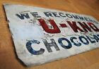 Load image into Gallery viewer, U-KNO CHOCOLATES Antique Reverse Glass Sign Reflective Candy Store Display Ad
