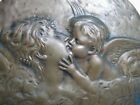 Load image into Gallery viewer, Art Nouveau Cherub Kissing Beautiful Maiden Cupid Venus Psyche Brass Plaque
