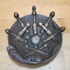 Load image into Gallery viewer, 19c BRONZE BOWLING RATS PINS ARM BALL Antique Victorian Decorative Arts Tray
