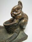 ARTBRONZ BUNNY RABBIT BASKET Antique  Bronze Clad Tray KBW Decorative Arts