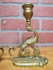 Load image into Gallery viewer, Serpent Griffin Beast Monster Old Pair Brass Figural Chambersticks Candlesticks

