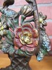 Load image into Gallery viewer, 1930 CREATION Co MIXED FLOWERS WOVEN BASKET Bow Doorstop Decorative Art Statue
