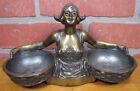 Antique Scantily Clad Lovely Maiden Dutch Girl Baskets Decorative Arts Tray