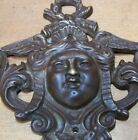 Antique Decorative Arts Hardware Element Maiden Wings Bronze Brass Ornate