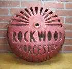 Load image into Gallery viewer, ROCKWOOD WORCESTER Old Fire Sprinkler Alarm Bell Cover Sign Cast Metal Hardware
