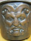 Load image into Gallery viewer, Devils Heads Old Planter Pot Brass Bronze High Relief Decorative Arts Four Faces
