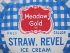 Load image into Gallery viewer, MEADOW GOLD STRAWBERRY REVEL ICE CREAM Old Tin Container Top Sign St LOUIS MO
