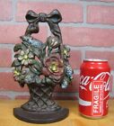 Load image into Gallery viewer, 1930 CREATION Co MIXED FLOWERS WOVEN BASKET Bow Doorstop Decorative Art Statue
