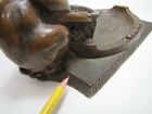ARTBRONZ BUNNY RABBIT BASKET Antique  Bronze Clad Tray KBW Decorative Arts