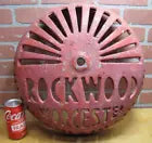 Load image into Gallery viewer, ROCKWOOD WORCESTER Old Fire Sprinkler Alarm Bell Cover Sign Cast Metal Hardware
