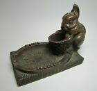 Load image into Gallery viewer, ARTBRONZ BUNNY RABBIT BASKET Antique  Bronze Clad Tray KBW Decorative Arts
