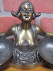 Load image into Gallery viewer, Antique Scantily Clad Lovely Maiden Dutch Girl Baskets Decorative Arts Tray
