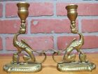 Load image into Gallery viewer, Serpent Griffin Beast Monster Old Pair Brass Figural Chambersticks Candlesticks
