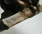 ARTBRONZ BUNNY RABBIT BASKET Antique  Bronze Clad Tray KBW Decorative Arts