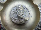 Antique Bearded Mans Head Serpent Beast Brass Decorative Arts Cigar Ashtray Tray