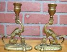 Load image into Gallery viewer, Serpent Griffin Beast Monster Old Pair Brass Figural Chambersticks Candlesticks
