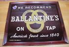 BALLANTINE'S ON TAP Old Reverse Glass Bevel Tin Wood Frame Bar Pub Tavern