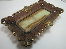 Load image into Gallery viewer, 19c CARPE DIEM Ernst Zimmerman BRONZE &amp; ONYX Tray Evil Men Devil Monster Heads
