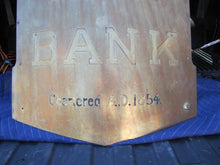 Load image into Gallery viewer, CENTRAL SAVINGS BANK Antique Sign Large Brass Bowed Badge Wood Back LEVY Co NY
