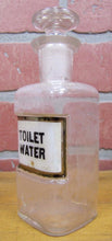 Load image into Gallery viewer, TOILET WATER Antique Reverse Label Behind Glass Apothecary Bottle Drug Store Ad
