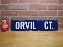 Load image into Gallery viewer, ORVIL CT Original Antique Porcelain Sign Court Road Street Cobalt Blue

