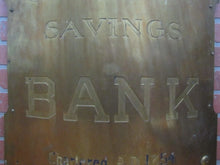 Load image into Gallery viewer, CENTRAL SAVINGS BANK Antique Sign Large Brass Bowed Badge Wood Back LEVY Co NY
