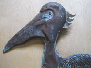 PELICAN Old Copper Weathervane Topper Decorative Yard Art Double Sided Detailed